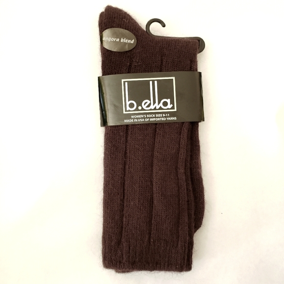 B.Ella Accessories - B.Ella Dark Brown Ribbed Women's Dress Socks Size 9-11 #3507 Angora Blend